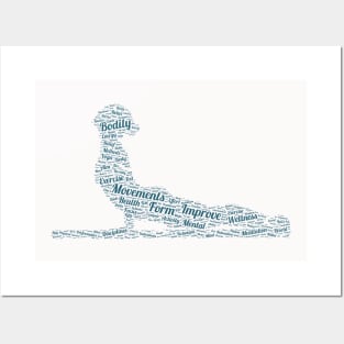 Fitness Exercise in Form Silhouette Shape Text Word Cloud Posters and Art